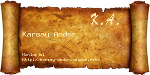 Karsay Andor névjegykártya